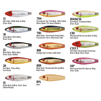 Color Options Color Options MirrOlure Classic Series 51MR Sinking Twitchbait Jeco's Marine Port O'Connor, Texas