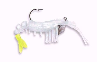 Pearl/Chartreuse VUDU Shrimp 3.25" jecos marine and tackle port o connor tx
