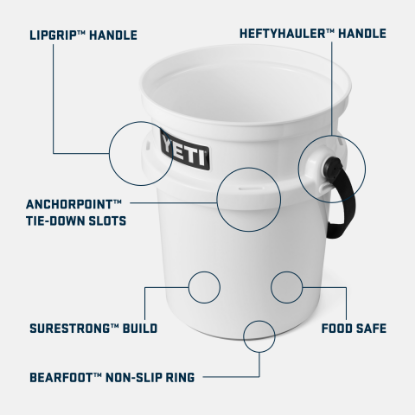 White Yeti Loadout Bucket Charcoal Jeco's Marine Port O'Connor, Texas