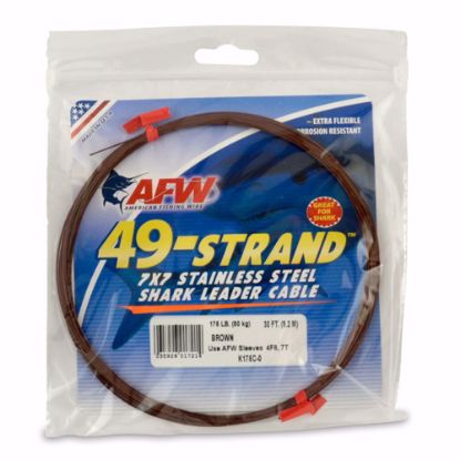 Brown AFW 49 Strand Stainless Steel Shark Leader