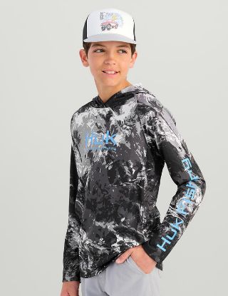 HUK - Kids Mossy Oak Pursuit Performance Hoodie -  Mossy Oak Stormwater Midnight