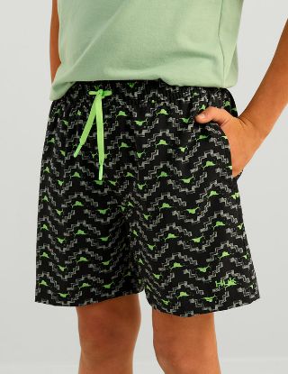HUK - Kids Pursuit Volley Swim Short - Black Marlin Pyramid