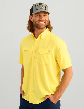 HUK - Tidepoint Short Sleeve Button Down Shirt - Yellowfin
