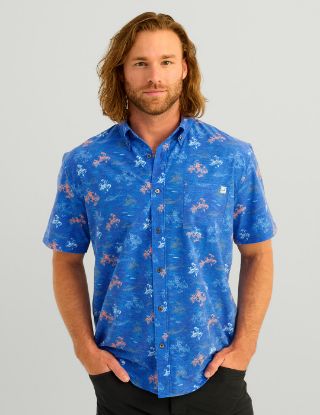HUK - Kona Button-Down Shirt - Ocean Blue Flying High