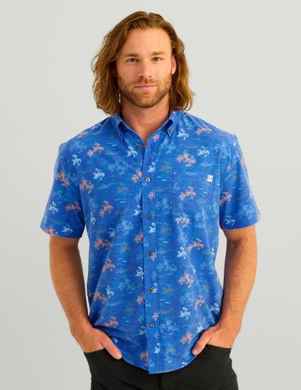 HUK - Kona Button-Down Shirt - Ocean Blue Flying High
