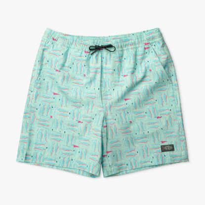 Picture of Aftco - Youth Strike Printed Swim Shorts - Shoreline Blue