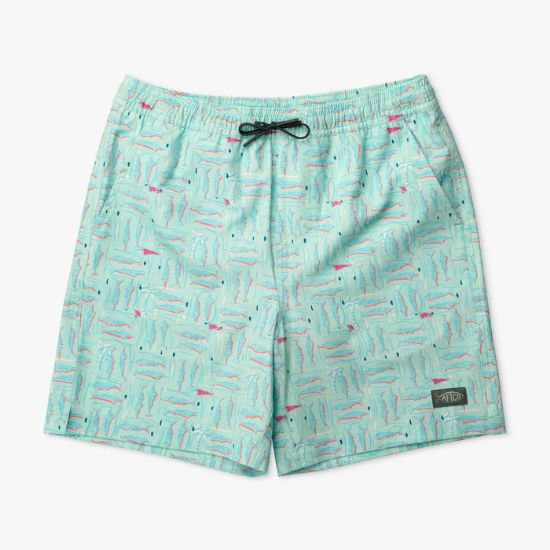 Picture of Aftco - Youth Strike Printed Swim Shorts - Shoreline Blue