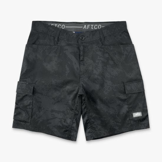 Aftco - Deckhand Camo Shorts - Black Storm Heather