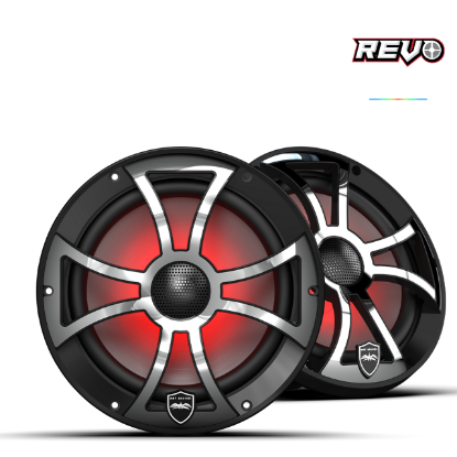 Wet Sounds - REVO 8 XS-B-SS V3 | REVO Series 8-inch High-Output Component Style Coaxial Speakers w/ XS-Black-Stainless Steel RGB Grilles