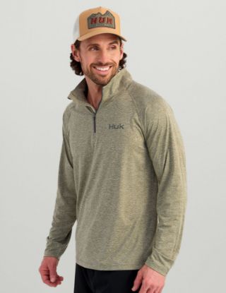 HUK - Men's Airweight Heather 1/4 Zip | Heather Moss