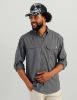 Huk - Men's Tidepoint Heathered Ripstop Long Sleeve Shirt | Black Heather